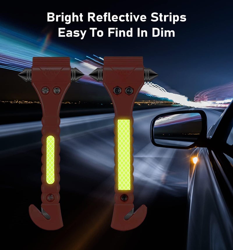 KLSKKJ Car Safety Hammer 10 Pack, Car Emergency Escape Tool Car Window Glass Breaker and Seat Belt Cutter with Light Reflective Tape for Family Rescue, Life Saving Survival Kit - Image 5